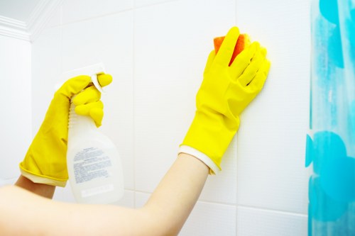 Local deep cleaning team handling dust removal after renovation work